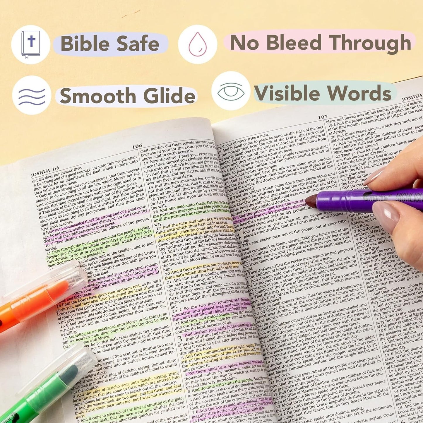 Bible Highlighters No Bleed -Pack of 10 Soft Wax Gel Highlighters,V