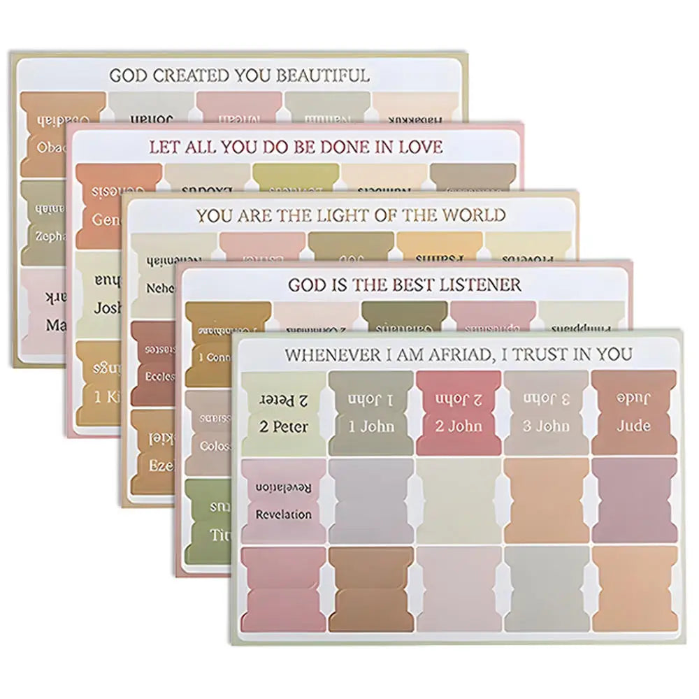 5 Sheets(75Pcs) Bible Tabs Large Print and Easy-To-Read Bible Journaling Supplies Self-Adhesive Index Label Sticker Stationery