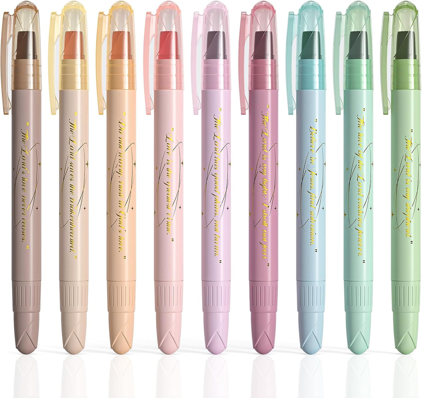 Bible Highlighters No Bleed, 9PCS Assorted Colors Gel Highlighters Set, Cute Bib