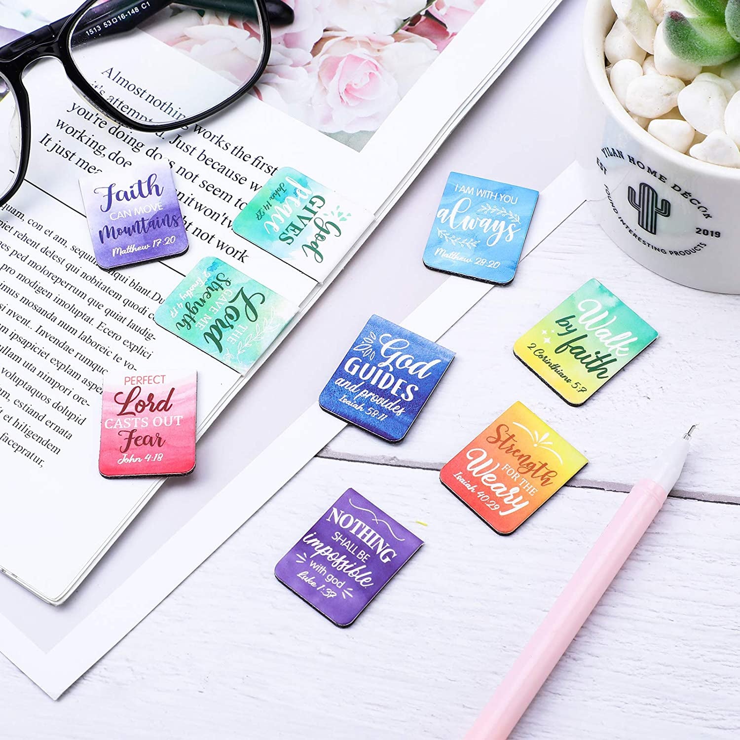 96 Pieces Bible Verse Magnetic Bookmarks 16 Styles Christian Magnet Book Markers