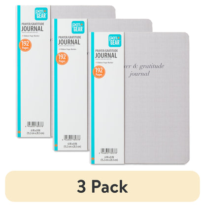 (3 Pack)  Prayer & Gratitude Journal, Gray, 6" X 8", 192 Ruled Pages
