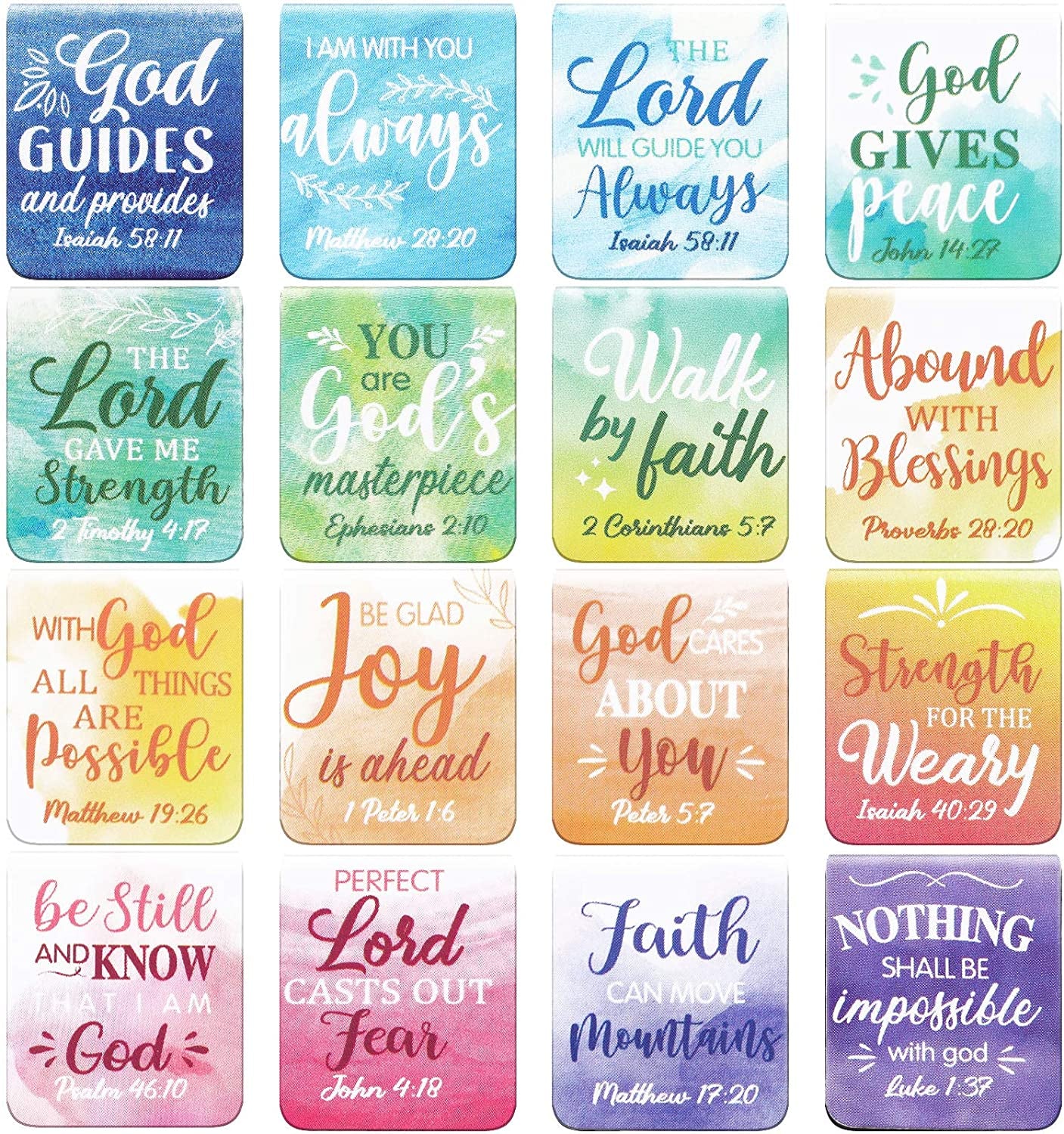 96 Pieces Bible Verse Magnetic Bookmarks 16 Styles Christian Magnet Book Markers