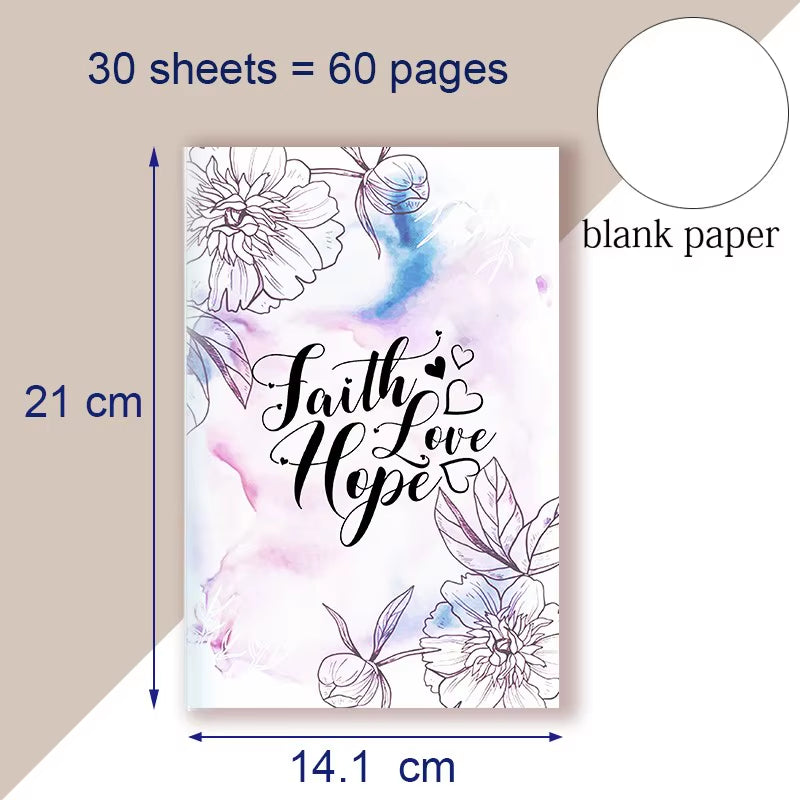 A5 Notebook - Faith Hope Love- Christian Book Prayer Journal Journaling Bible Study Supplies Biblia Apuntes Anote Livre Chretien
