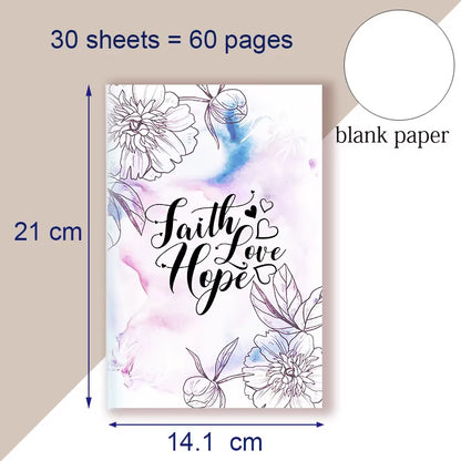 A5 Notebook - Faith Hope Love- Christian Book Prayer Journal Journaling Bible Study Supplies Biblia Apuntes Anote Livre Chretien