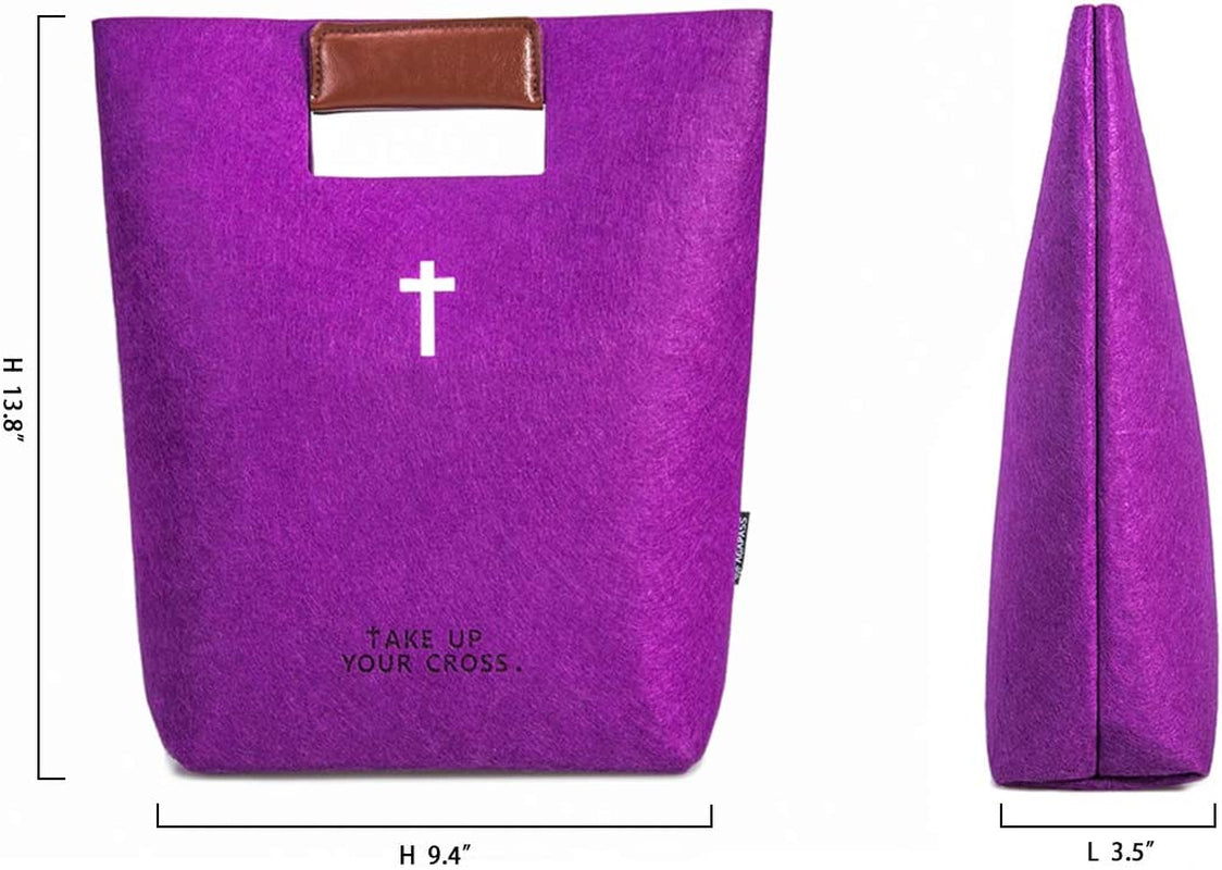 Yasirona  Bible Bag, Bible Carrying Case, Felt Bible Tote, Church Bag, Hollowed Cross Design Bible Covers, Bible Bag for Women Men Bible Study Case, Christian Gift-With Strap Ring