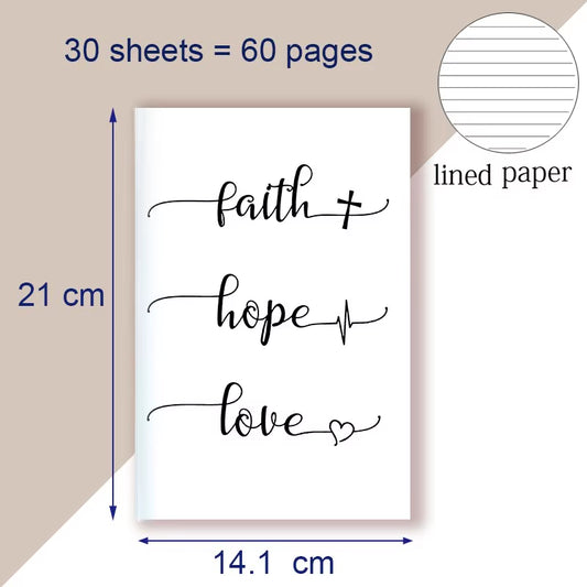 A5 Notebook - Faith Hope Love- Christian Book Prayer Journal Journaling Bible Study Supplies Biblia Apuntes Anote Livre Chretien