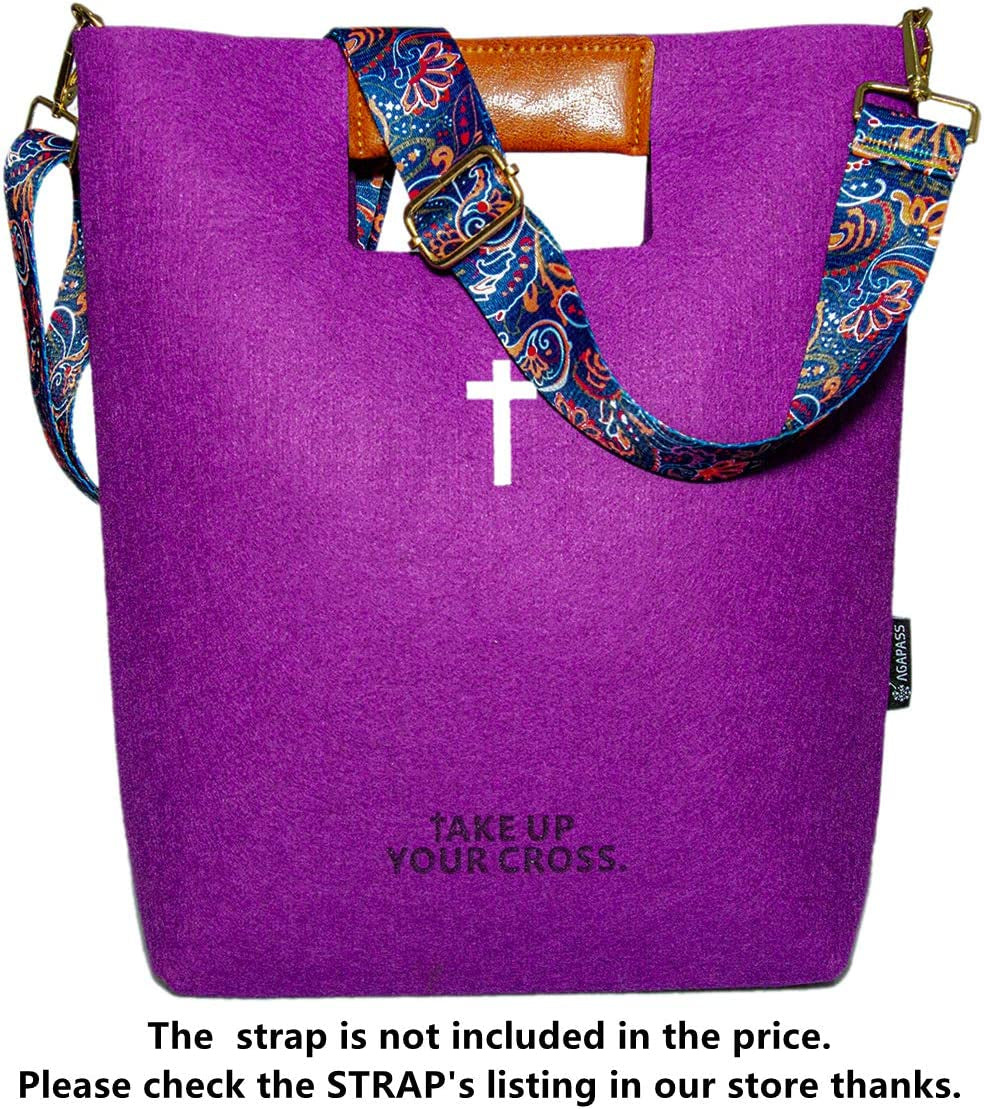 Yasirona  Bible Bag, Bible Carrying Case, Felt Bible Tote, Church Bag, Hollowed Cross Design Bible Covers, Bible Bag for Women Men Bible Study Case, Christian Gift-With Strap Ring