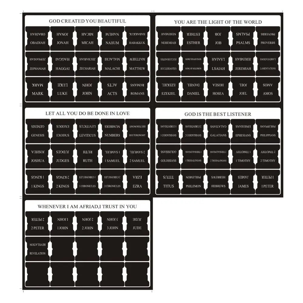 5 Sheets(75Pcs) Bible Tabs Large Print and Easy-To-Read Bible Journaling Supplies Self-Adhesive Index Label Sticker Stationery