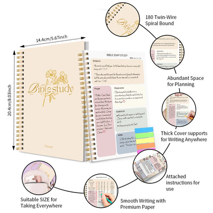 Daily Bible Study Journal - S.O.A.P Method Bible Study Supplies Church Notes Notebook for Men or Women, with Color Index Sticker