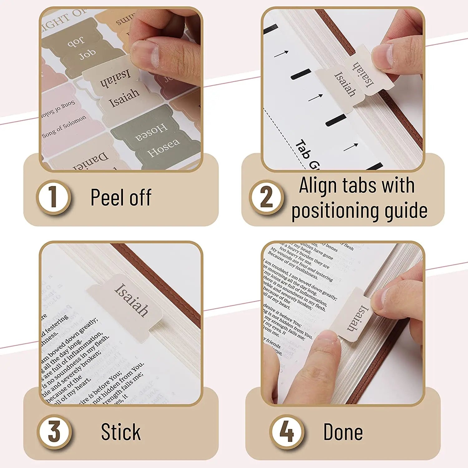 5 Sheets(75Pcs) Bible Tabs Large Print and Easy-To-Read Bible Journaling Supplies Self-Adhesive Index Label Sticker Stationery