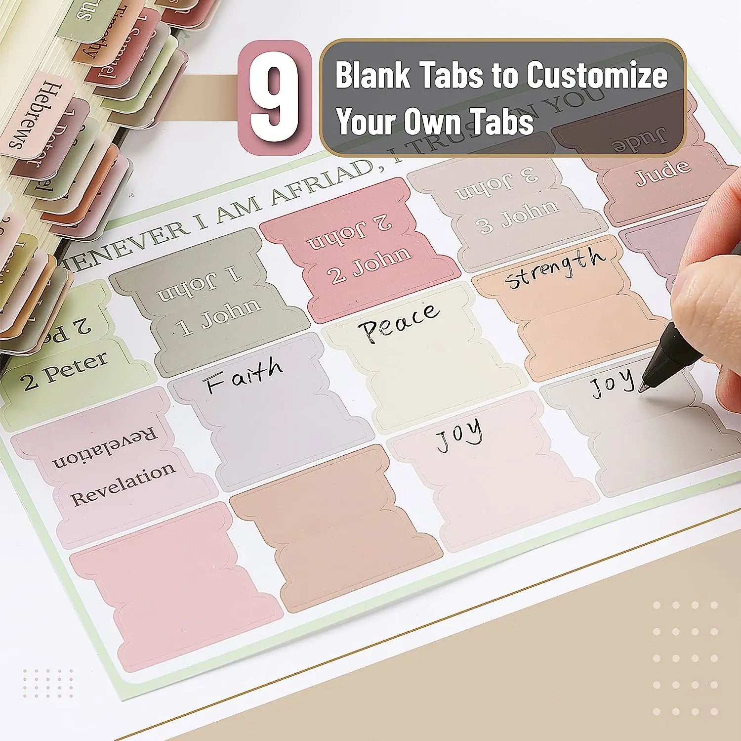 5 Sheets(75Pcs) Bible Tabs Large Print and Easy-To-Read Bible Journaling Supplies Self-Adhesive Index Label Sticker Stationery