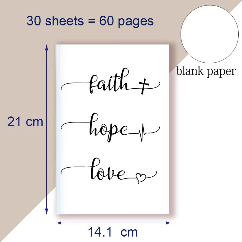 A5 Notebook - Faith Hope Love- Christian Book Prayer Journal Journaling Bible Study Supplies Biblia Apuntes Anote Livre Chretien