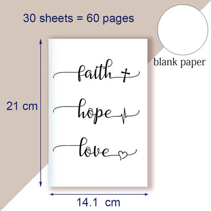 A5 Notebook - Faith Hope Love- Christian Book Prayer Journal Journaling Bible Study Supplies Biblia Apuntes Anote Livre Chretien