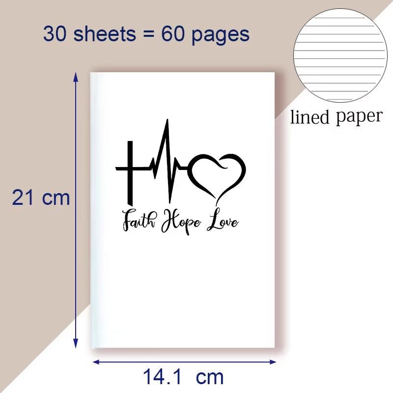 A5 Notebook - Faith Hope Love- Christian Book Prayer Journal Journaling Bible Study Supplies Biblia Apuntes Anote Livre Chretien