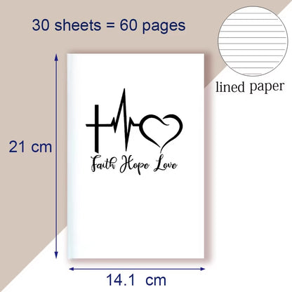 A5 Notebook - Faith Hope Love- Christian Book Prayer Journal Journaling Bible Study Supplies Biblia Apuntes Anote Livre Chretien